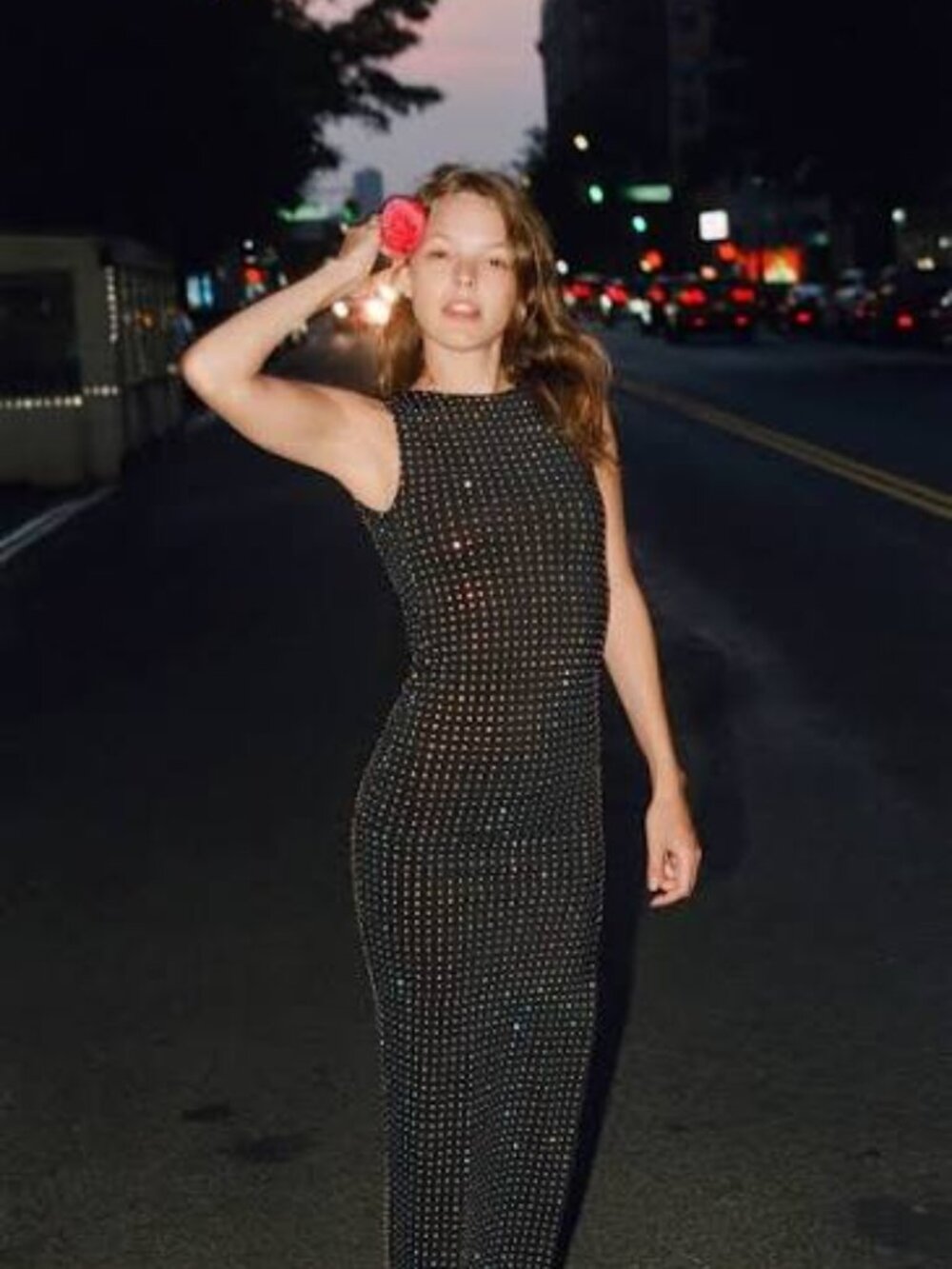 RHINESTONE POLYAMIDE DRESS